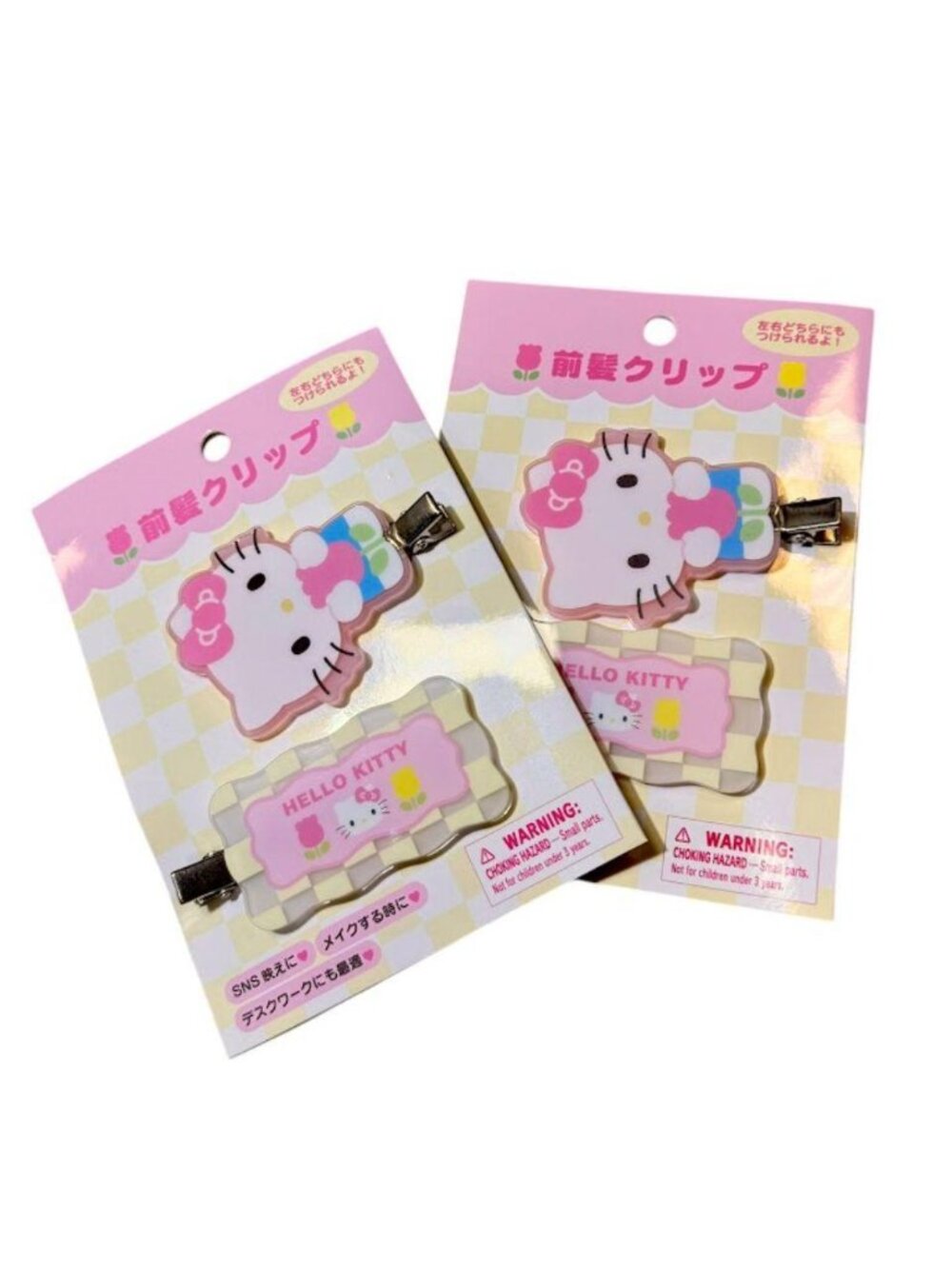 Hello Kitty Checkered Acrylic Hairclips